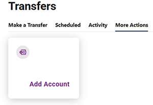 Move Money > Transfers > More Actions > Add Account