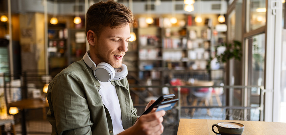 Man using mobile app