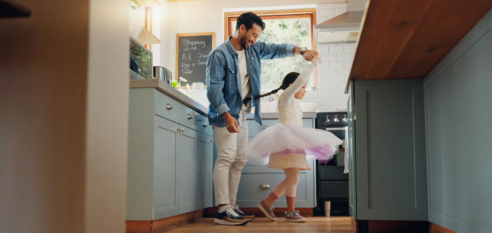 Father and daughter dancing