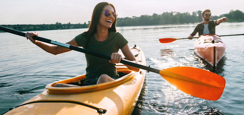 A couple kayaking